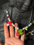 Frog Jewelry Set – Beaded Frog Necklace & Bracelet, Goblincore Fairycore