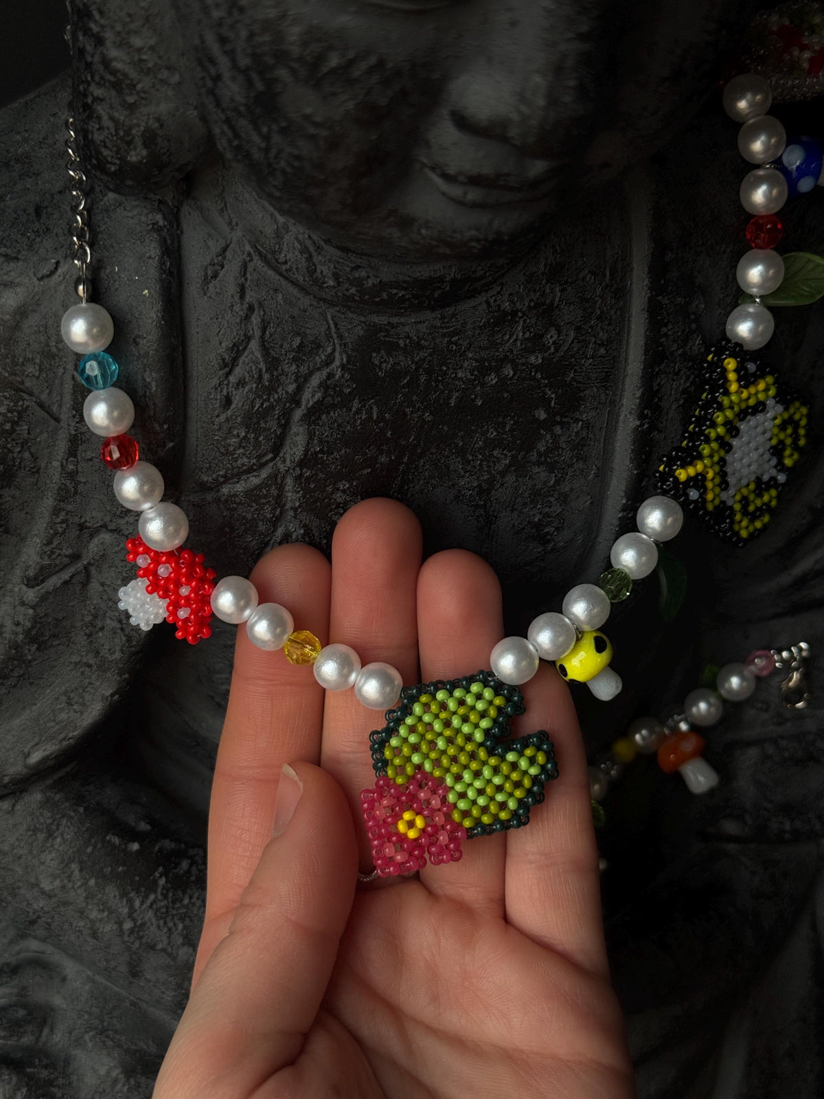 Frog Jewelry Set – Beaded Frog Necklace & Bracelet, Goblincore Fairycore
