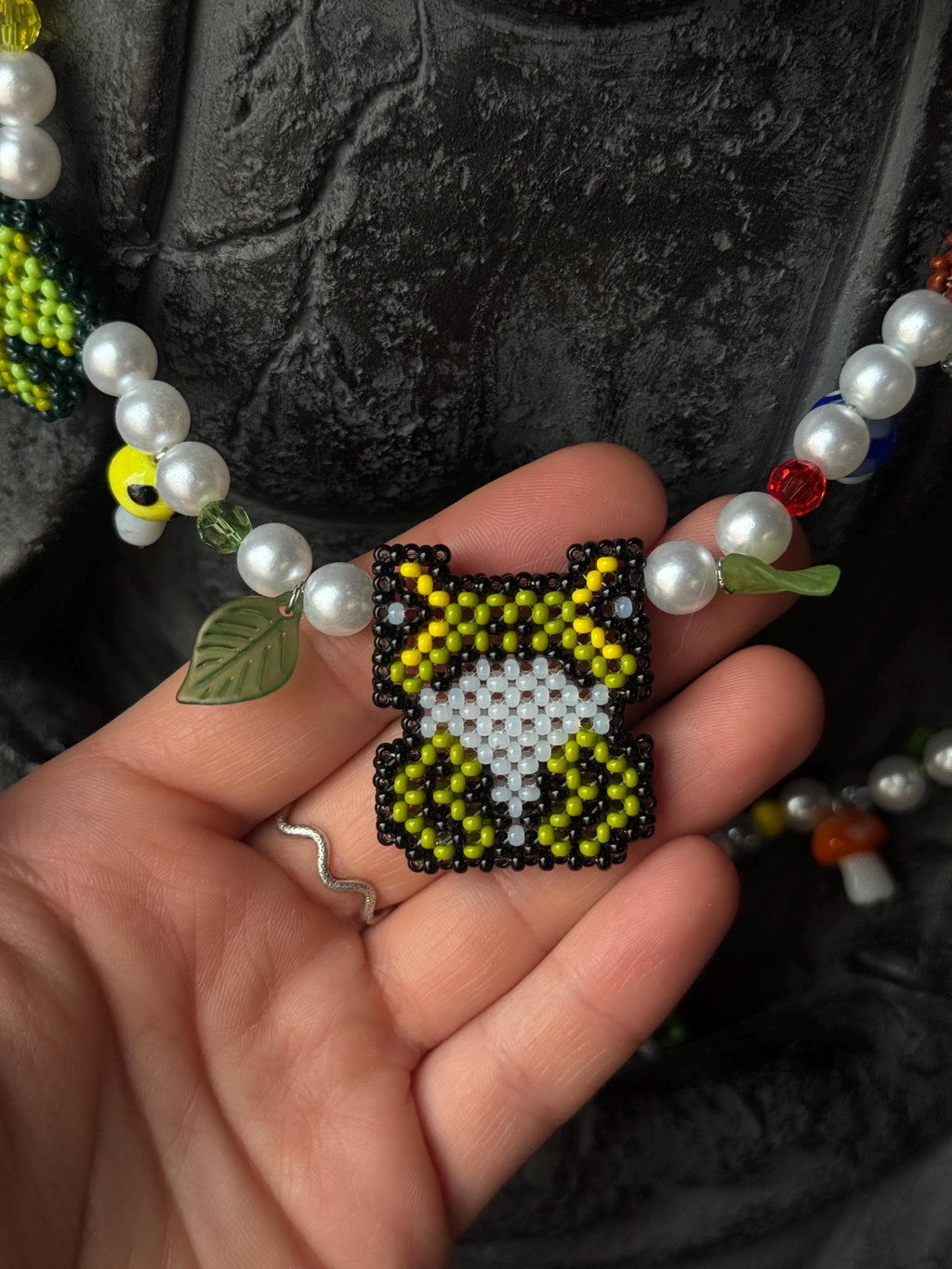 Frog Jewelry Set – Beaded Frog Necklace & Bracelet, Goblincore Fairycore