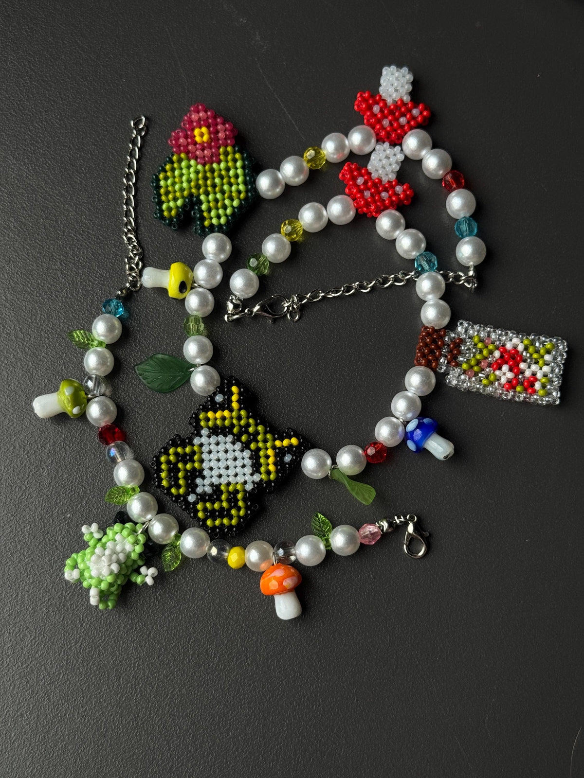 Frog Jewelry Set – Beaded Frog Necklace & Bracelet, Goblincore Fairycore