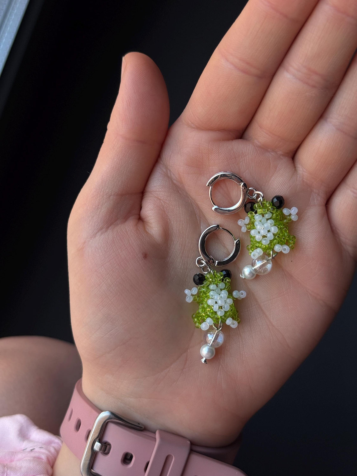 Beaded Frog Jewelry Set – Green Frog Necklace, Bracelet & Earrings