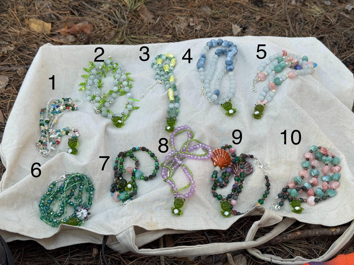 Forest Frog Stone Necklaces – Handmade Natural Stone Jewelry with Frog Pendants