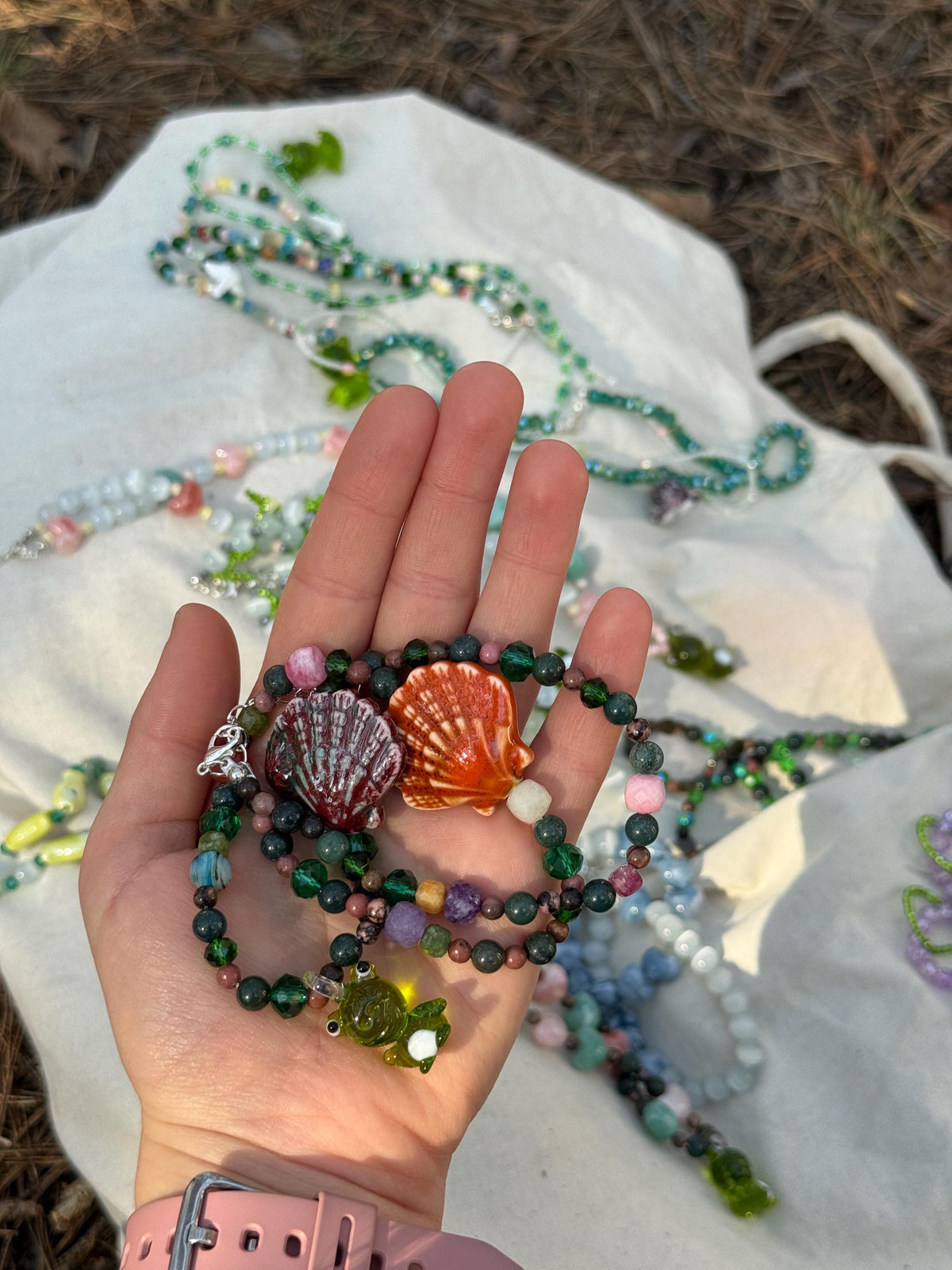 Forest Frog Stone Necklaces – Handmade Natural Stone Jewelry with Frog Pendants