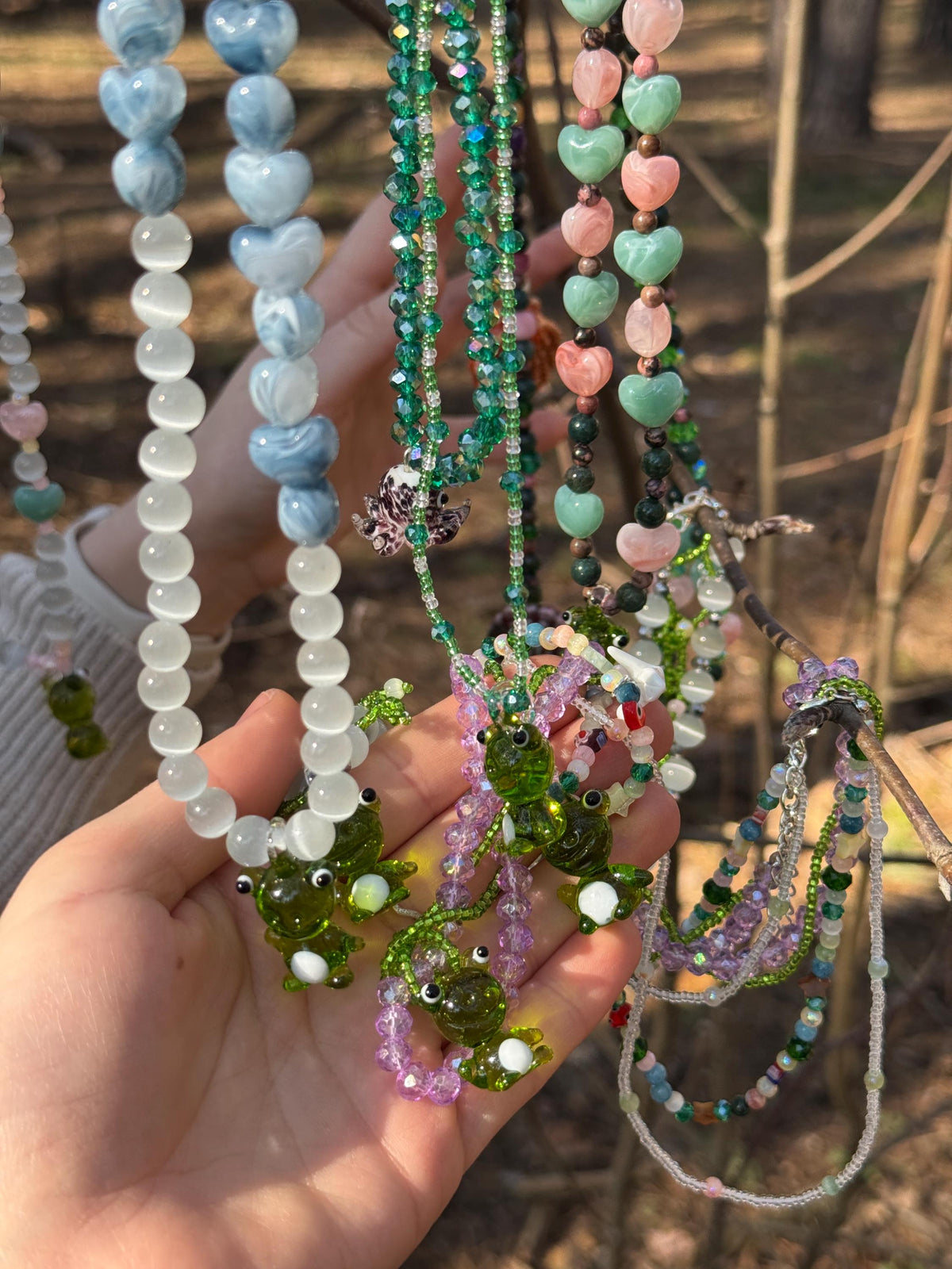 Forest Frog Stone Necklaces – Handmade Natural Stone Jewelry with Frog Pendants