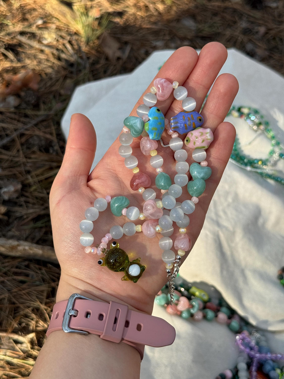 Forest Frog Stone Necklaces – Handmade Natural Stone Jewelry with Frog Pendants