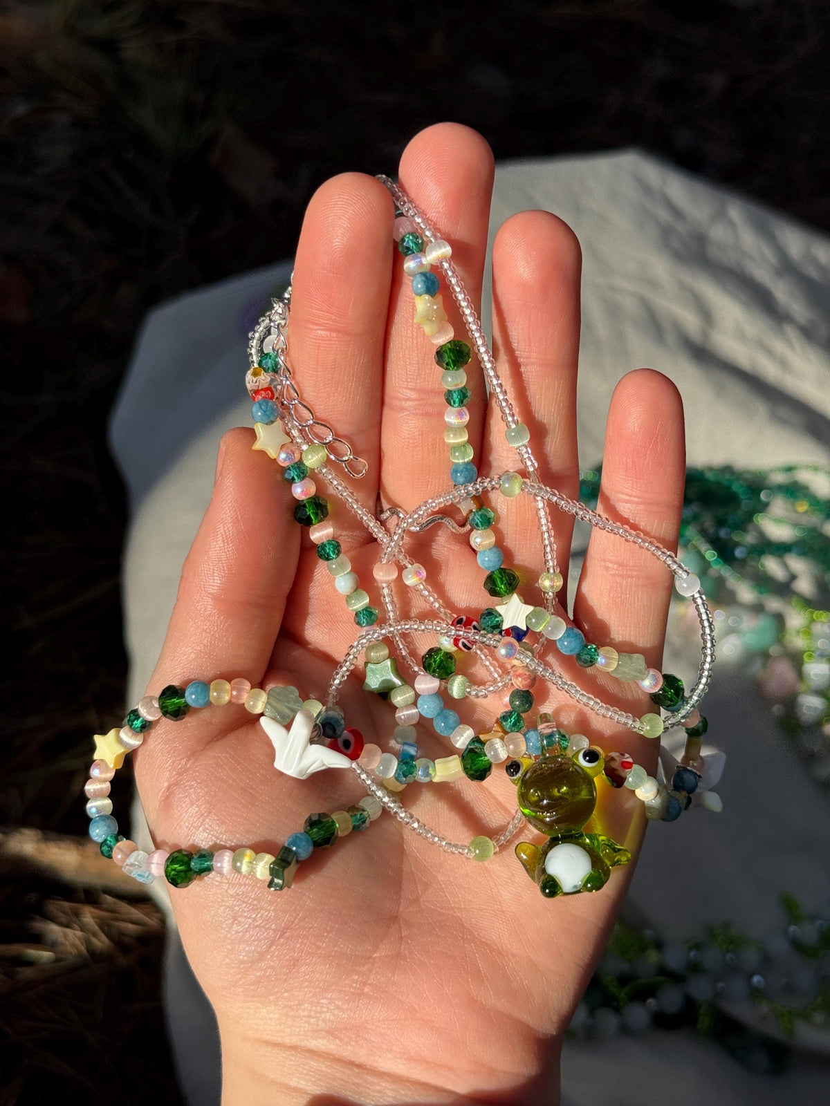 Forest Frog Stone Necklaces – Handmade Natural Stone Jewelry with Frog Pendants