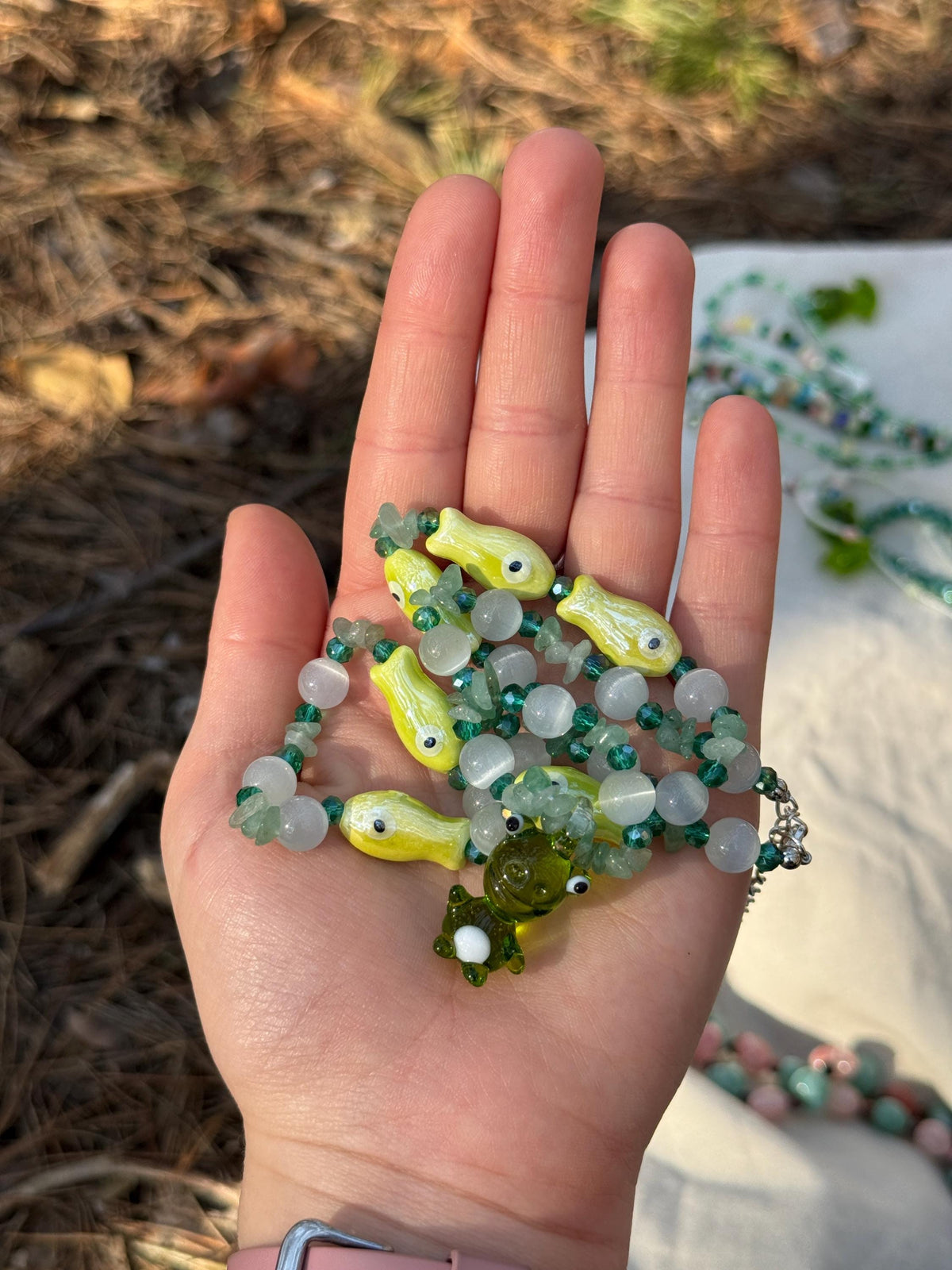 Forest Frog Stone Necklaces – Handmade Natural Stone Jewelry with Frog Pendants