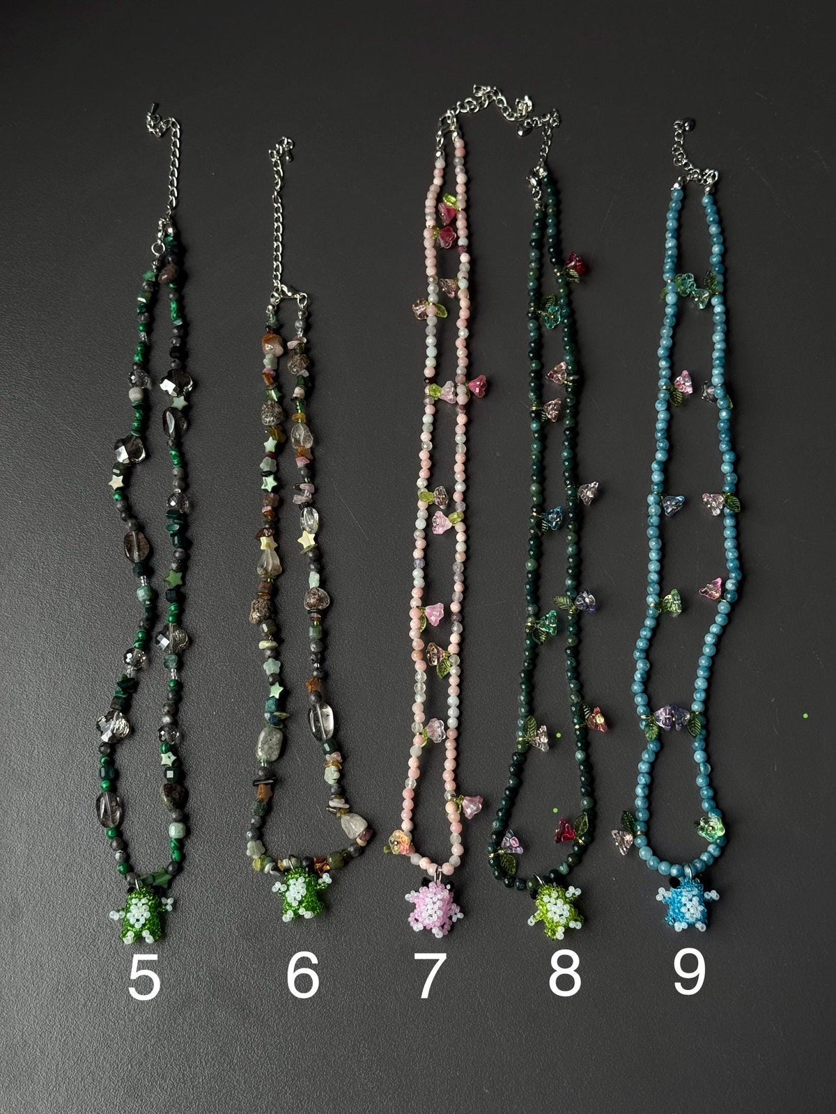 Beaded Necklace with Frog Charm – Forest Aesthetic Jewelry, Nature Inspired Necklace