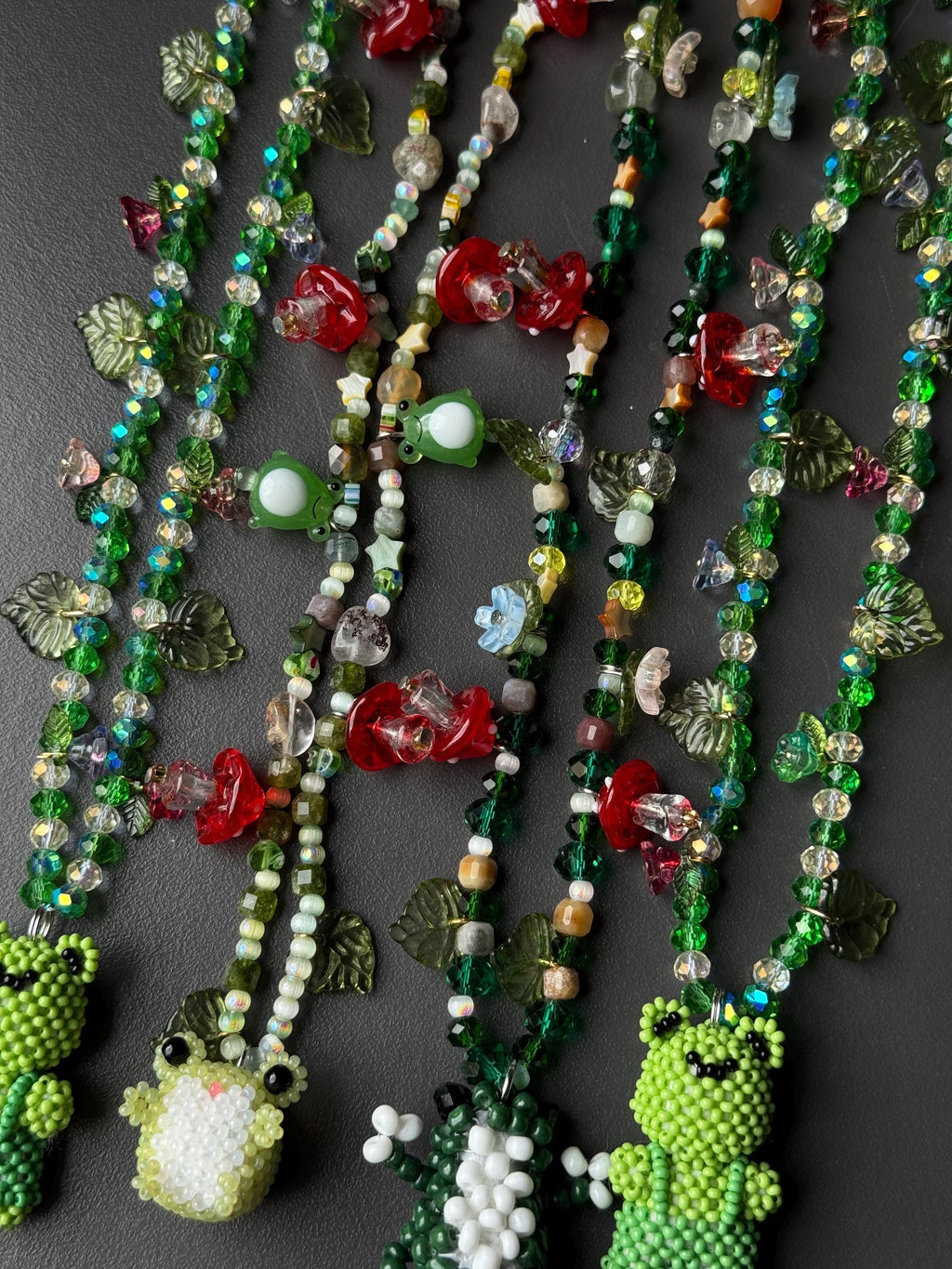 Beaded Necklace with Frog Charm – Forest Aesthetic Jewelry, Nature Inspired Necklace
