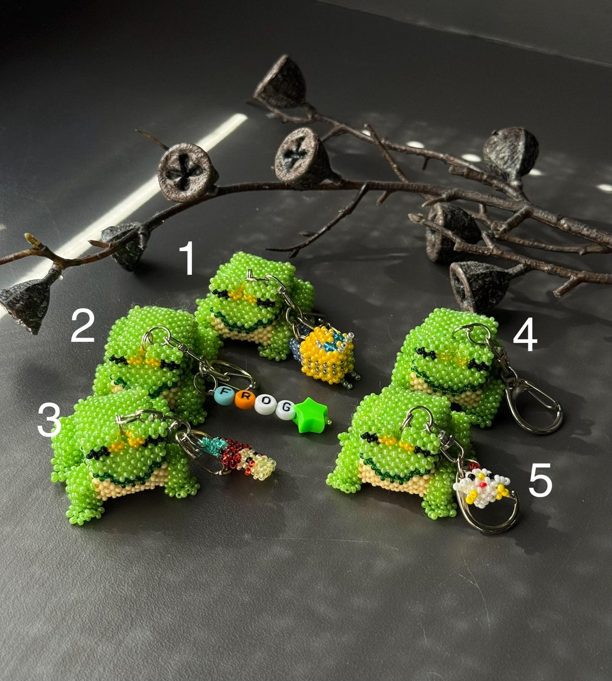 Handmade Beaded Frog Keychain, Cute Frog Charm, Frog Keyring, Gift for Frog Lovers