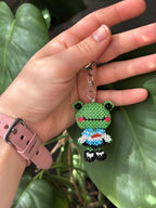 Handmade Beaded Frog Keychain, Cute Frog Charm, Frog Keyring, Gift for Frog Lovers