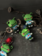 Handmade Beaded Frog Keychain, Cute Frog Charm, Frog Keyring, Gift for Frog Lovers