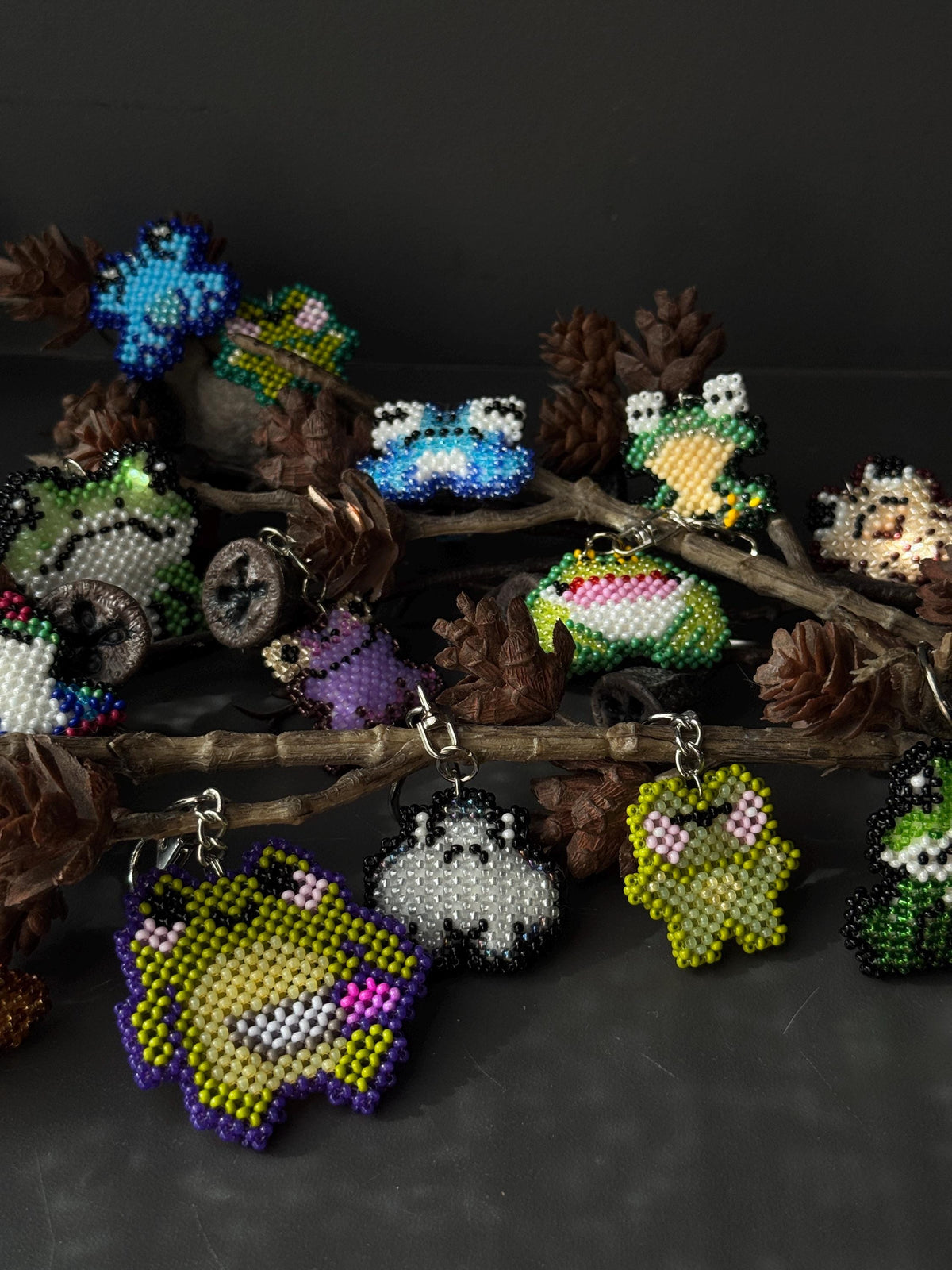 Handmade Beaded Frog Keychain, Cute Frog Charm, Frog Keyring, Gift for Frog Lovers