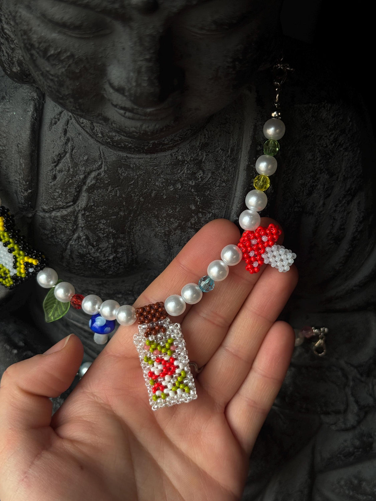 Frog Jewelry Set – Beaded Frog Necklace & Bracelet, Goblincore Fairycore