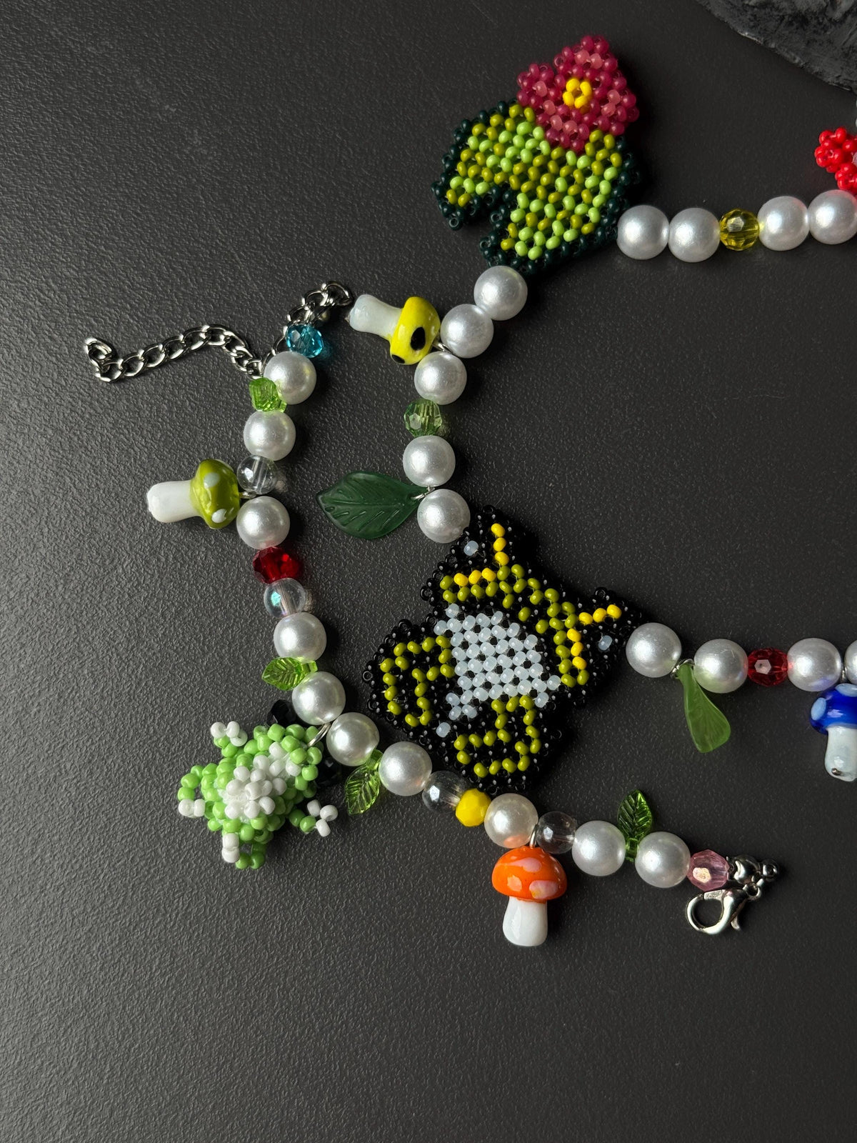 Frog Jewelry Set – Beaded Frog Necklace & Bracelet, Goblincore Fairycore