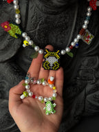 Frog Jewelry Set – Beaded Frog Necklace & Bracelet, Goblincore Fairycore
