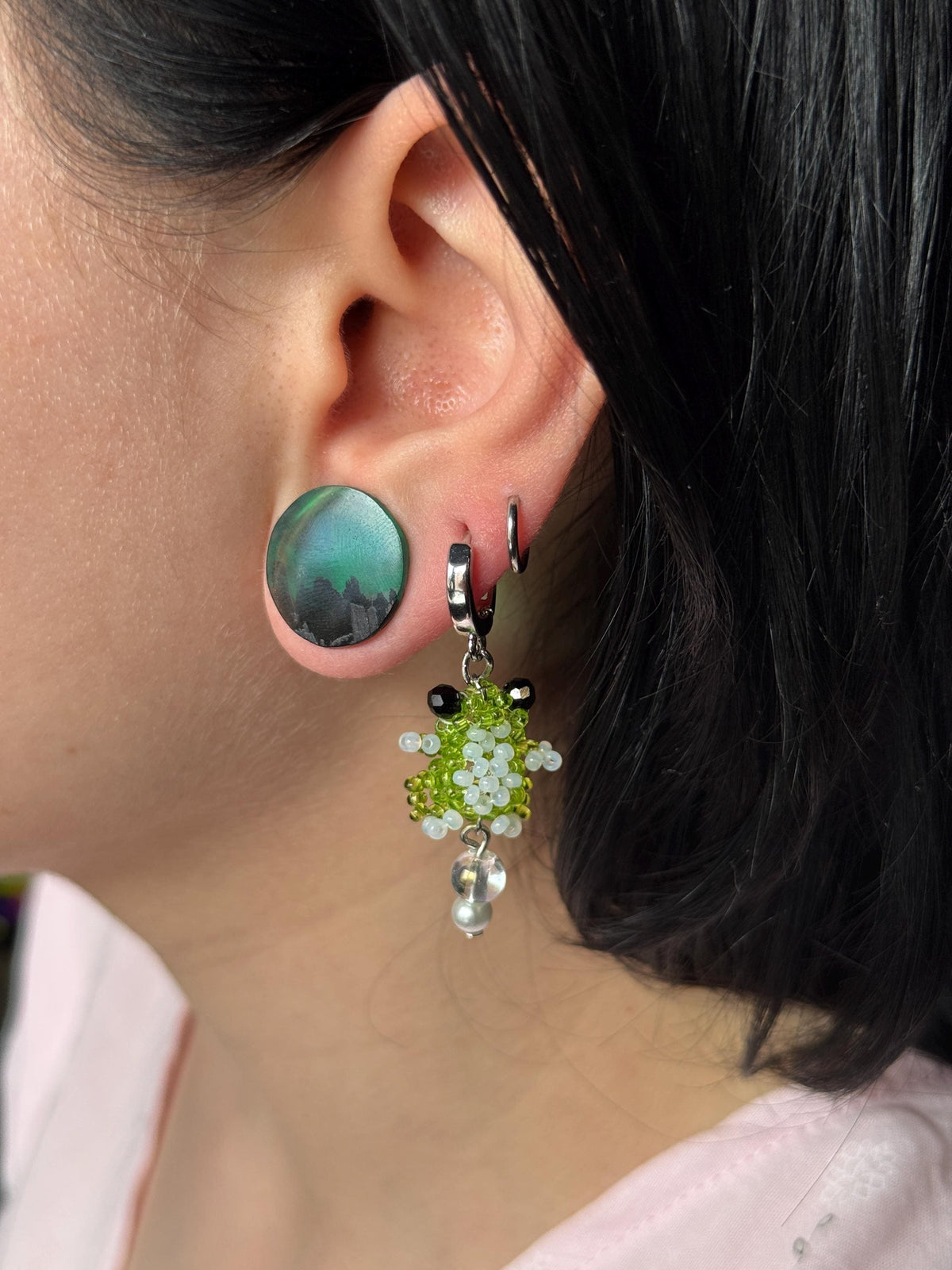 Beaded Frog Jewelry Set – Green Frog Necklace, Bracelet & Earrings