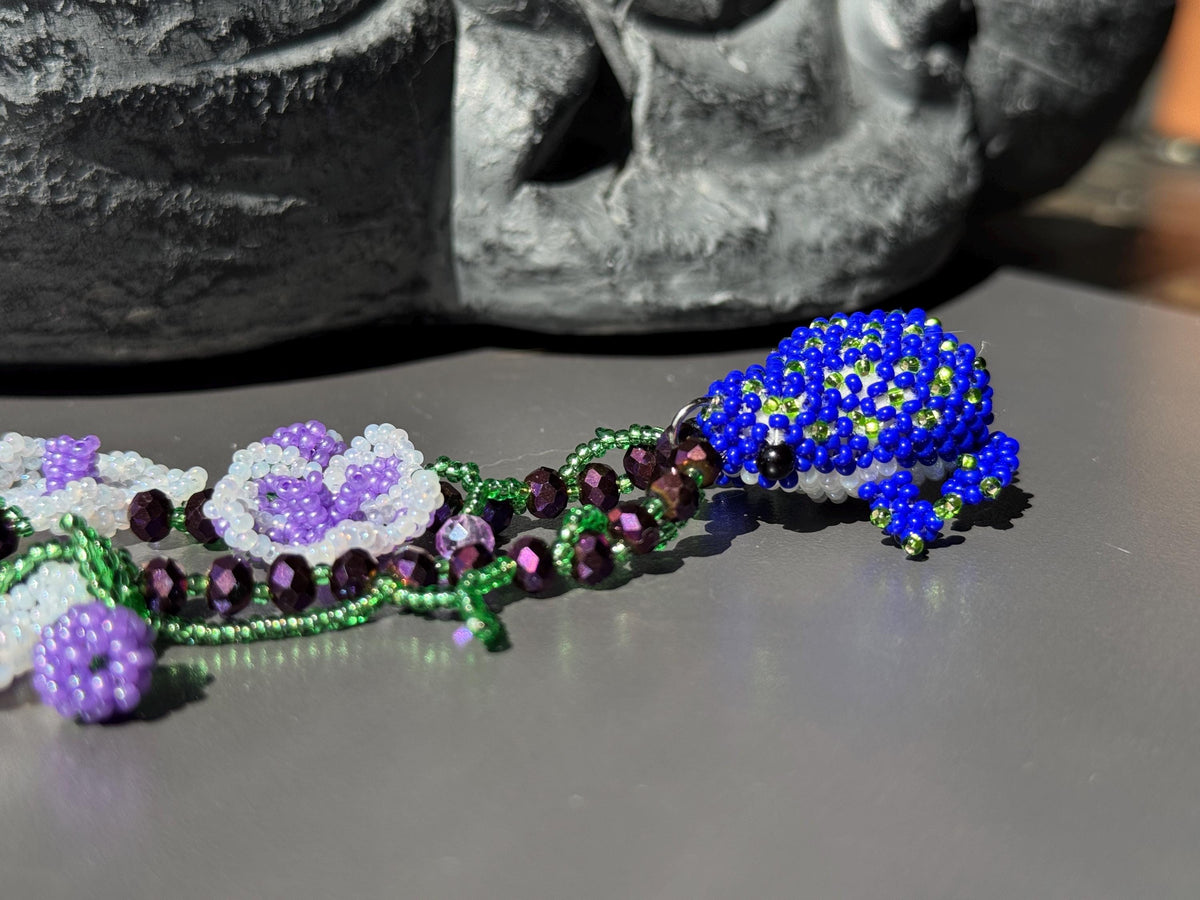Floral Frog Necklace – Handmade Beaded Frog Necklace