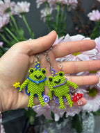 Handmade Beaded Frog Wizard Keychain, Cute Frog Charm, Frog Keyring, Gift for Frog Lovers