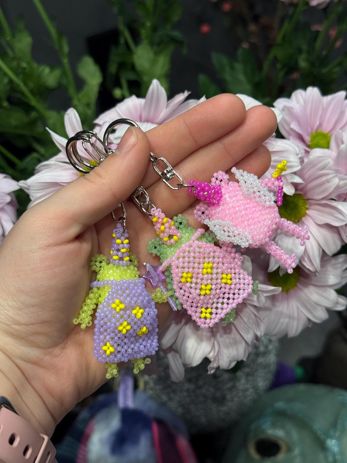 Handmade Beaded Frog Wizard Keychain, Cute Frog Charm, Frog Keyring, Gift for Frog Lovers