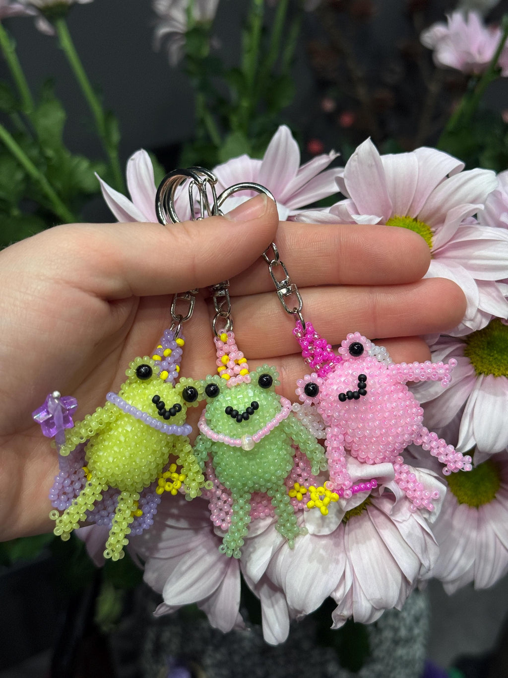 Handmade Beaded Frog Wizard Keychain, Cute Frog Charm, Frog Keyring, Gift for Frog Lovers
