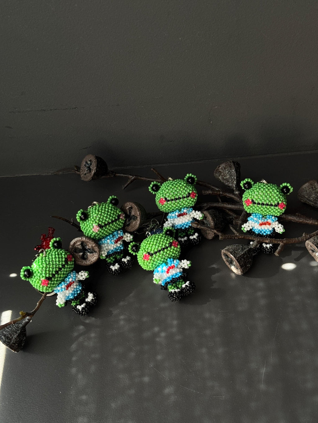 Handmade Beaded Frog Keychain, Cute Frog Charm, Frog Keyring, Gift for Frog Lovers