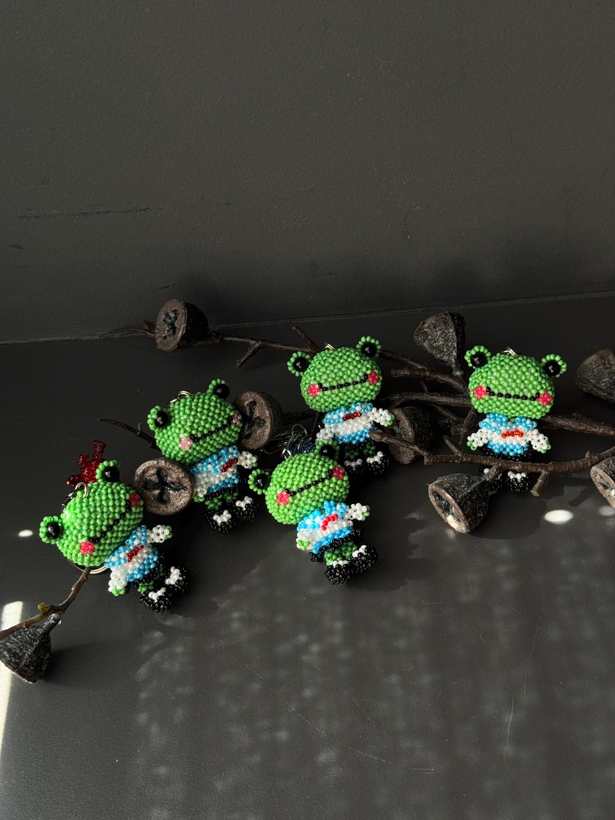 Handmade Beaded Frog Keychain, Cute Frog Charm, Frog Keyring, Gift for Frog Lovers
