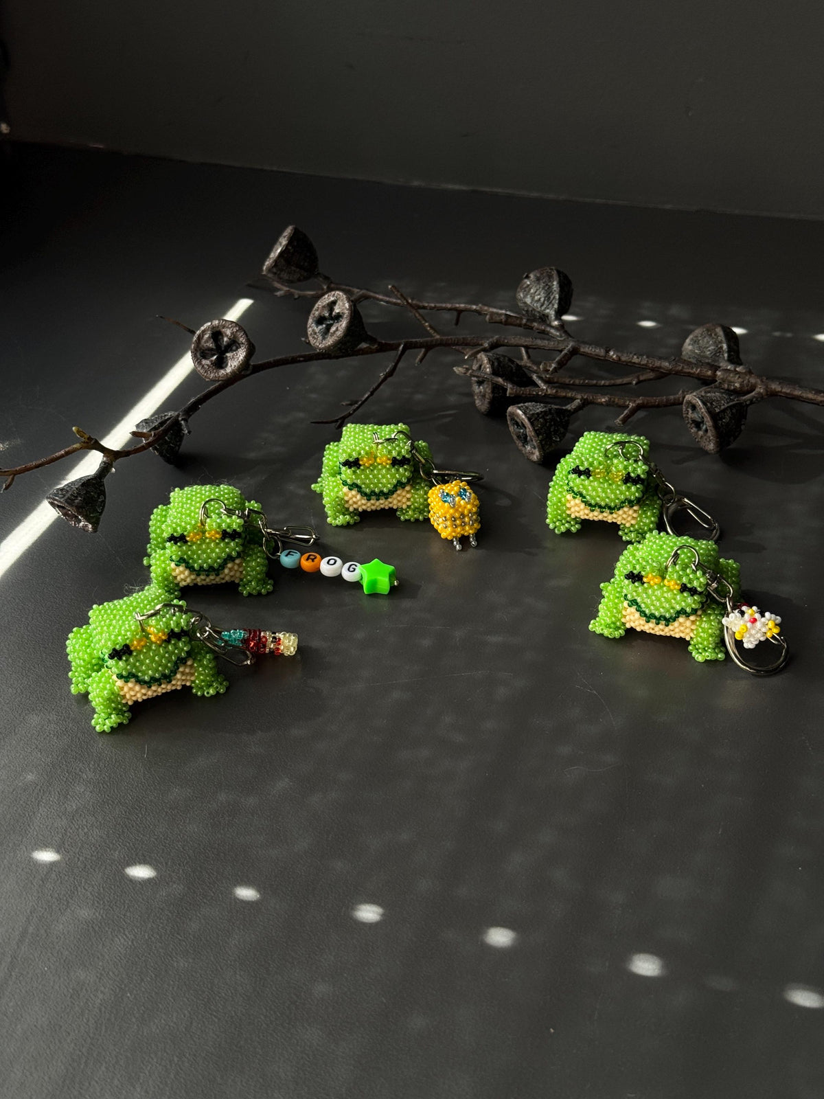 Handmade Beaded Frog Keychain, Cute Frog Charm, Frog Keyring, Gift for Frog Lovers