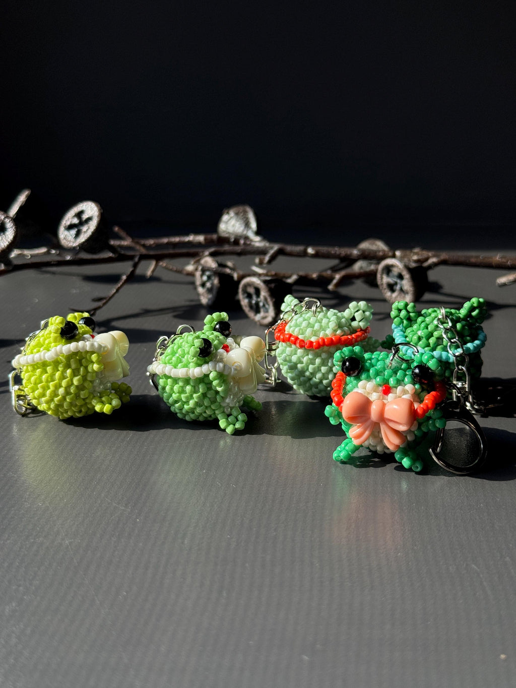 Handmade Beaded Frog Keychain, Cute Frog Charm, Frog Keyring, Gift for Frog Lovers