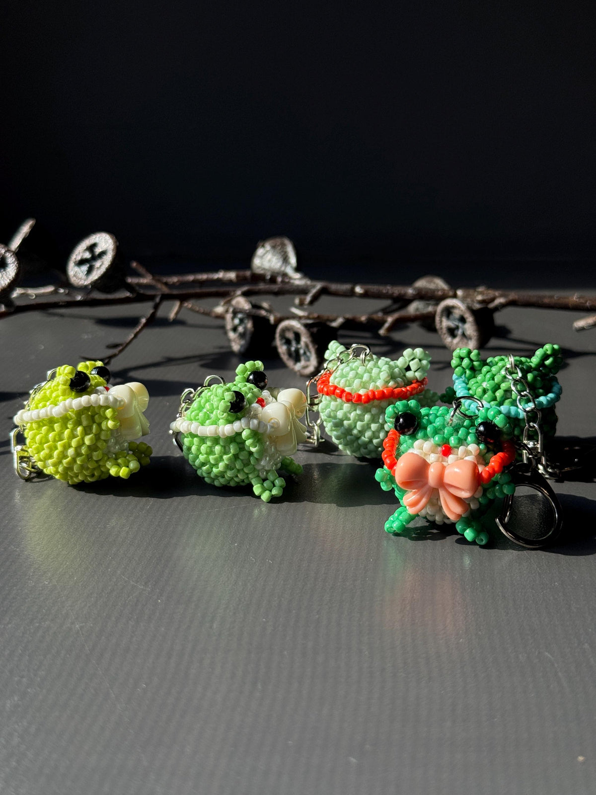 Handmade Beaded Frog Keychain, Cute Frog Charm, Frog Keyring, Gift for Frog Lovers