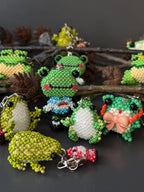 Handmade Beaded Frog Keychain, Cute Frog Charm, Frog Keyring, Gift for Frog Lovers
