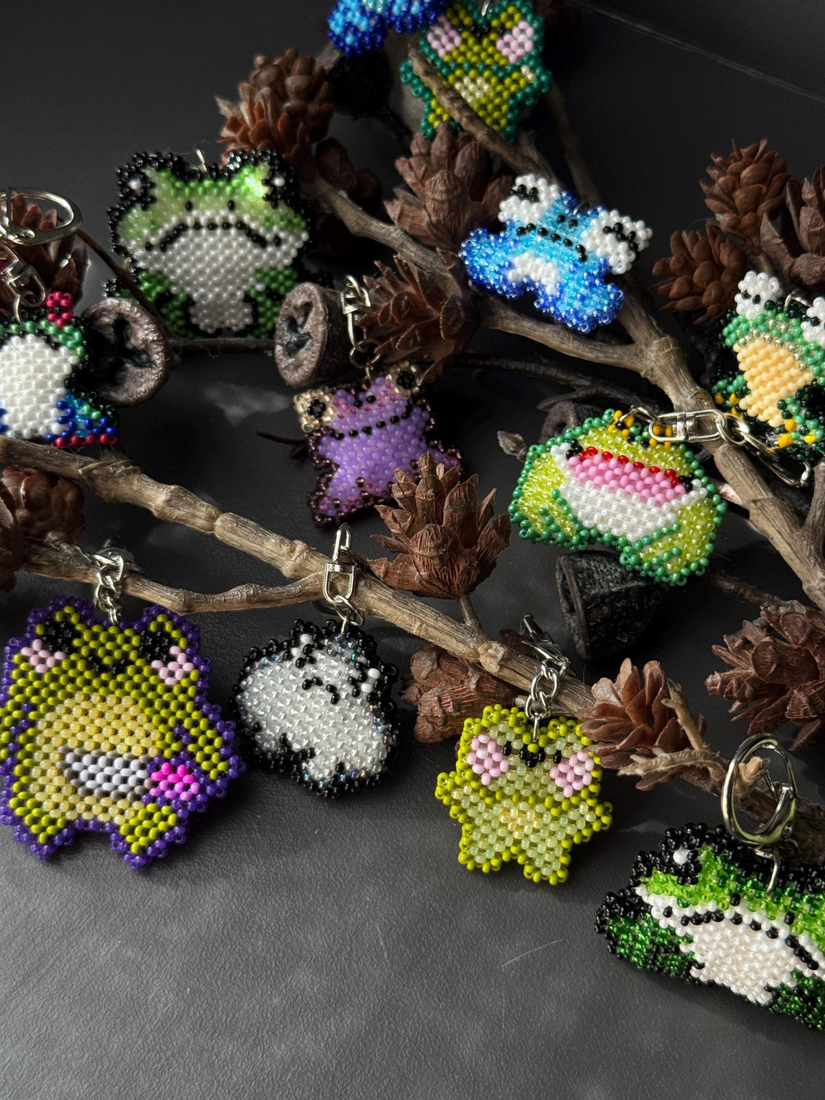 Handmade Beaded Frog Keychain, Cute Frog Charm, Frog Keyring, Gift for Frog Lovers