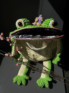 Witch Frog Backpack Crochet Bag – Handmade Frog Backpack with Witch Hat, Goblincore Backpack