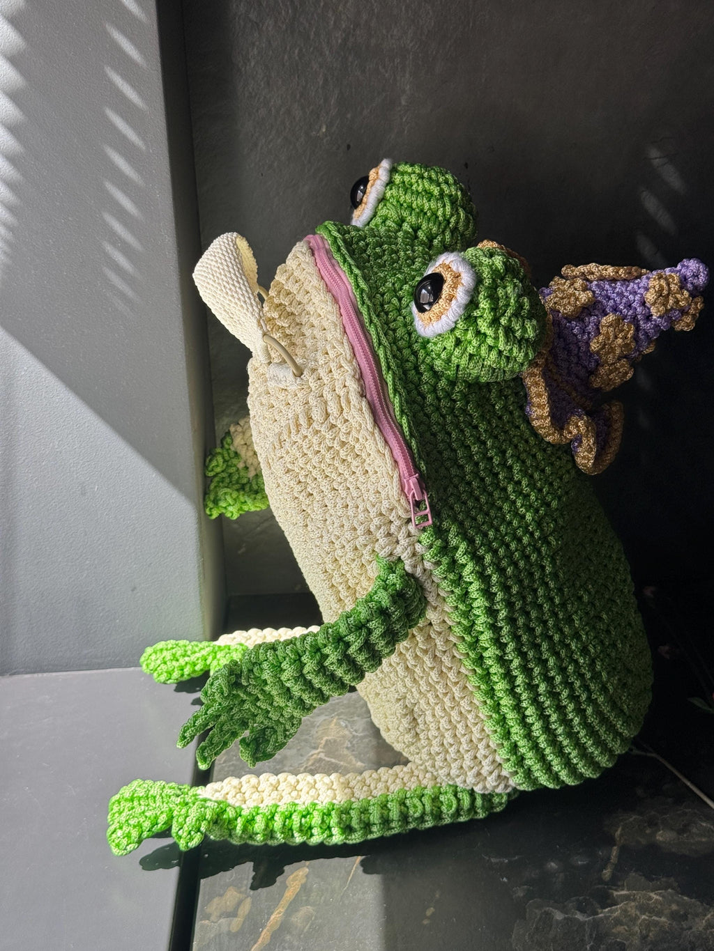 Witch Frog Backpack Crochet Bag – Handmade Frog Backpack with Witch Hat, Goblincore Backpack