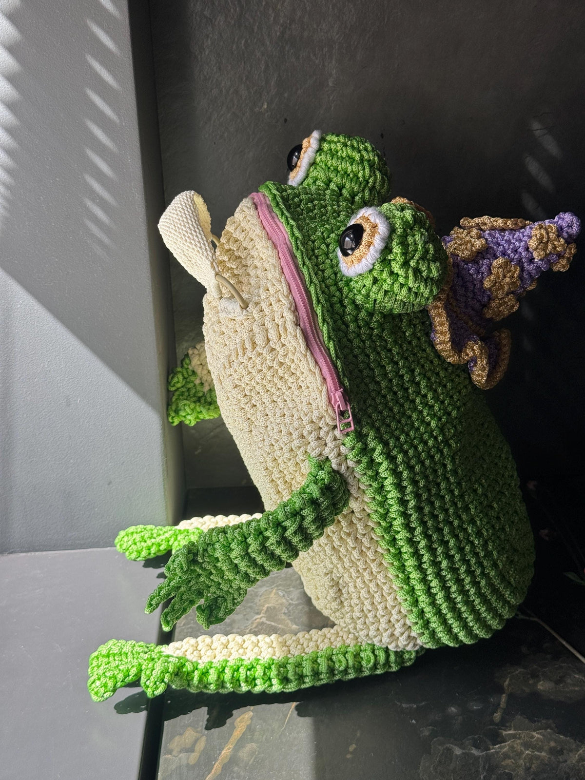 Witch Frog Backpack Crochet Bag – Handmade Frog Backpack with Witch Hat, Goblincore Backpack