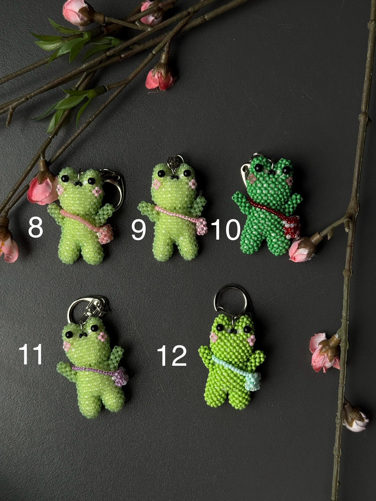 Handmade Beaded Frog Keychain, Cute Frog Charm, Frog Keyring, Gift for Frog Lovers