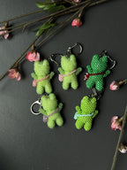 Handmade Beaded Frog Keychain, Cute Frog Charm, Frog Keyring, Gift for Frog Lovers