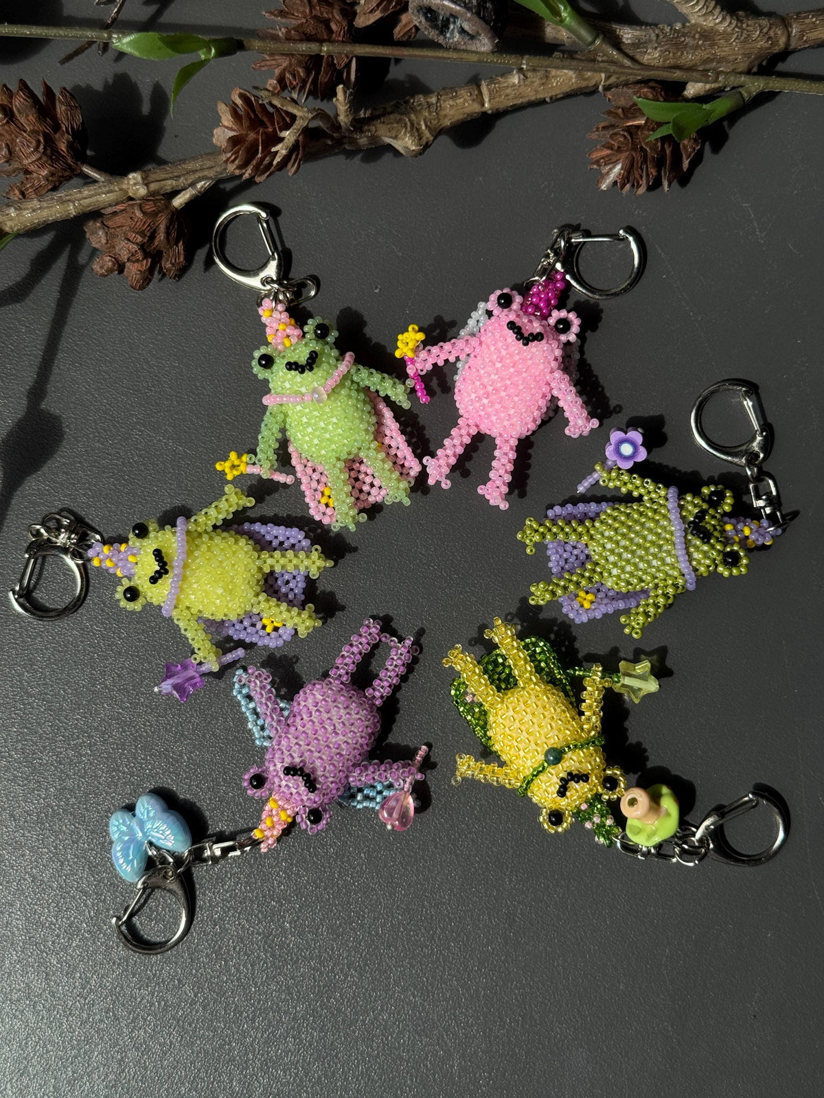 Handmade Beaded Frog Wizard Keychain, Cute Frog Charm, Frog Keyring, Gift for Frog Lovers