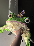 Witch Frog Backpack Crochet Bag – Handmade Frog Backpack with Witch Hat, Goblincore Backpack