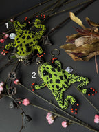 Beaded Frog Keychain. Handmade Frog Charm. Lucky Frog Gift