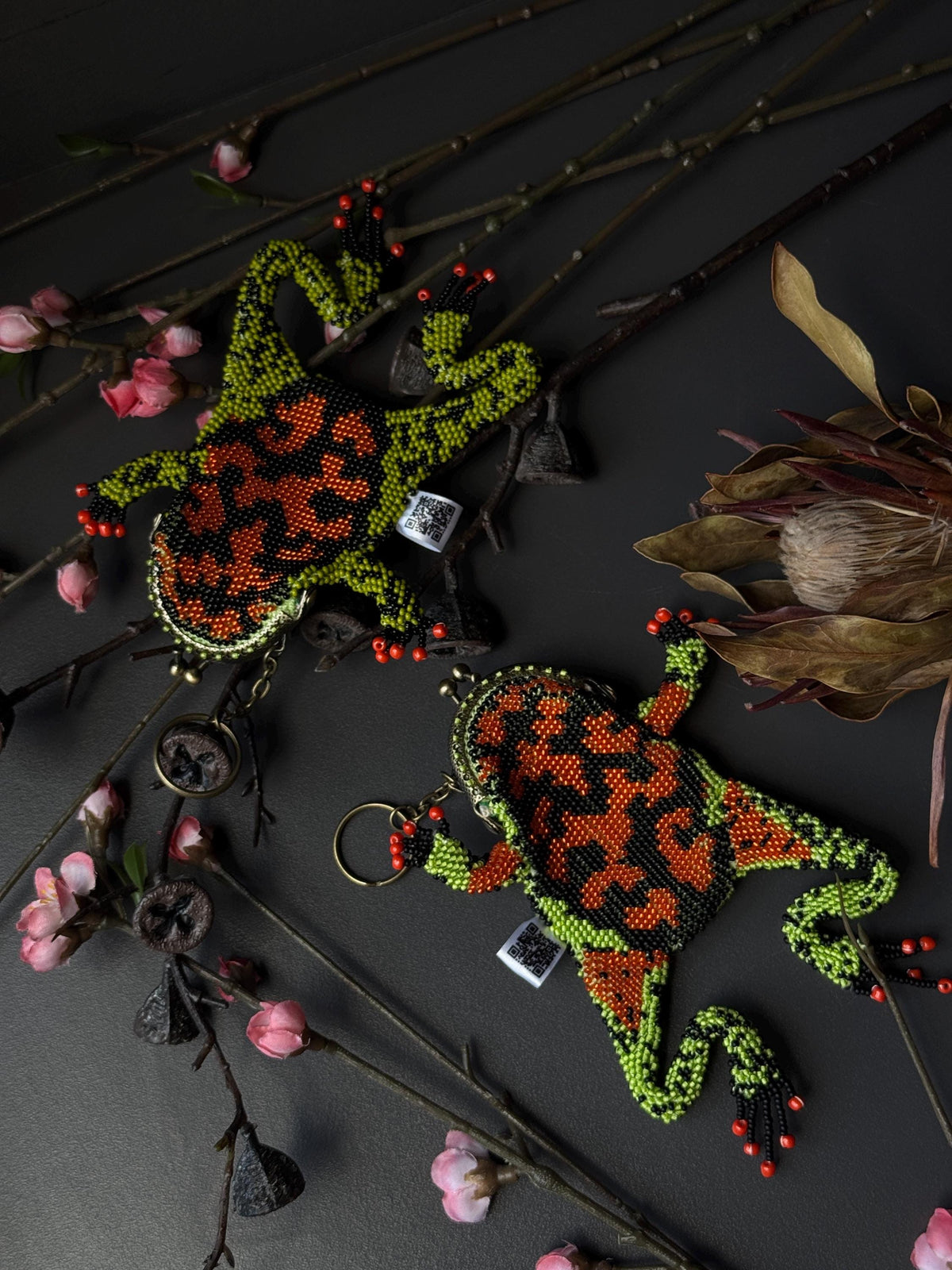 Beaded Frog Keychain. Handmade Frog Charm. Lucky Frog Gift