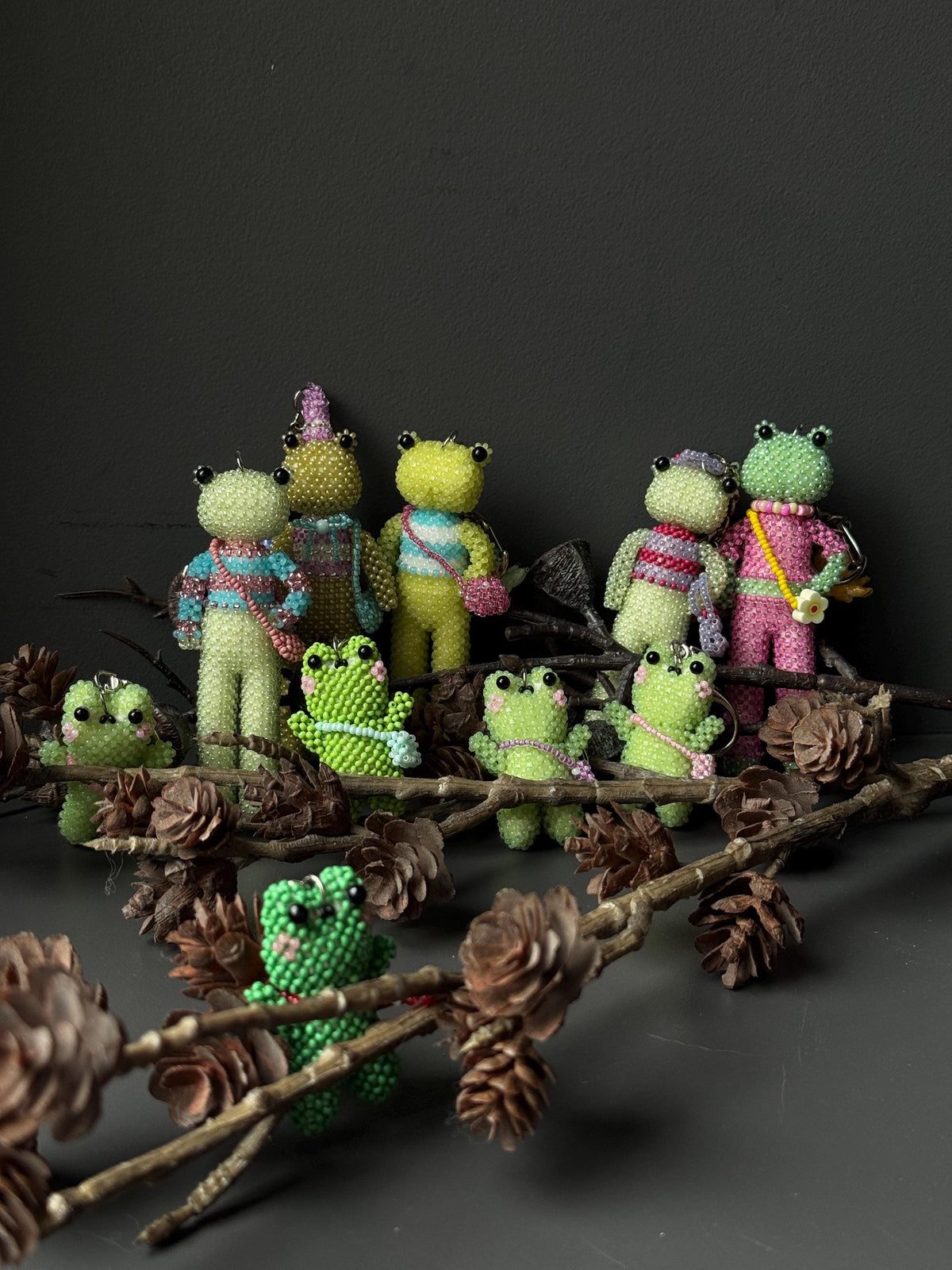 Handmade Beaded Frog Keychain, Cute Frog Charm, Frog Keyring, Gift for Frog Lovers