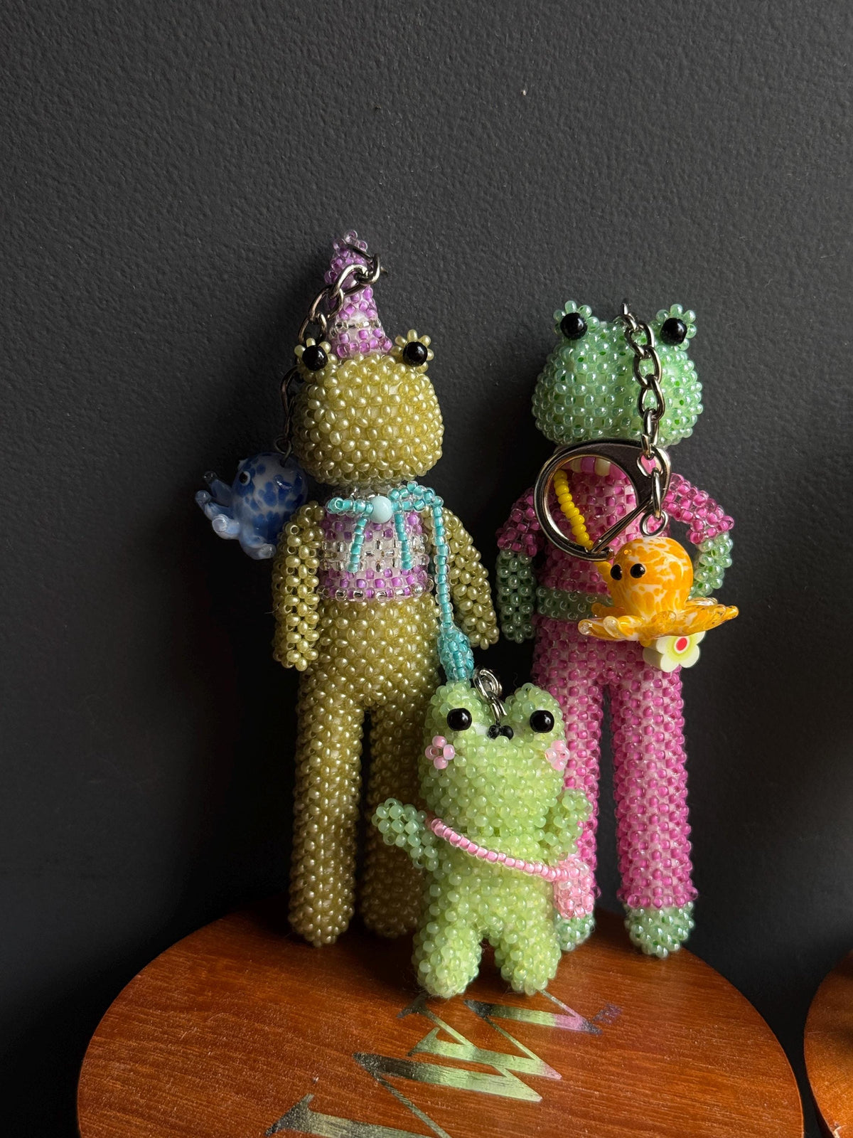 Handmade Beaded Frog Keychain, Cute Frog Charm, Frog Keyring, Gift for Frog Lovers