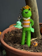 Handmade Beaded Frog Keychain, Cute Frog Charm, Frog Keyring, Gift for Frog Lovers