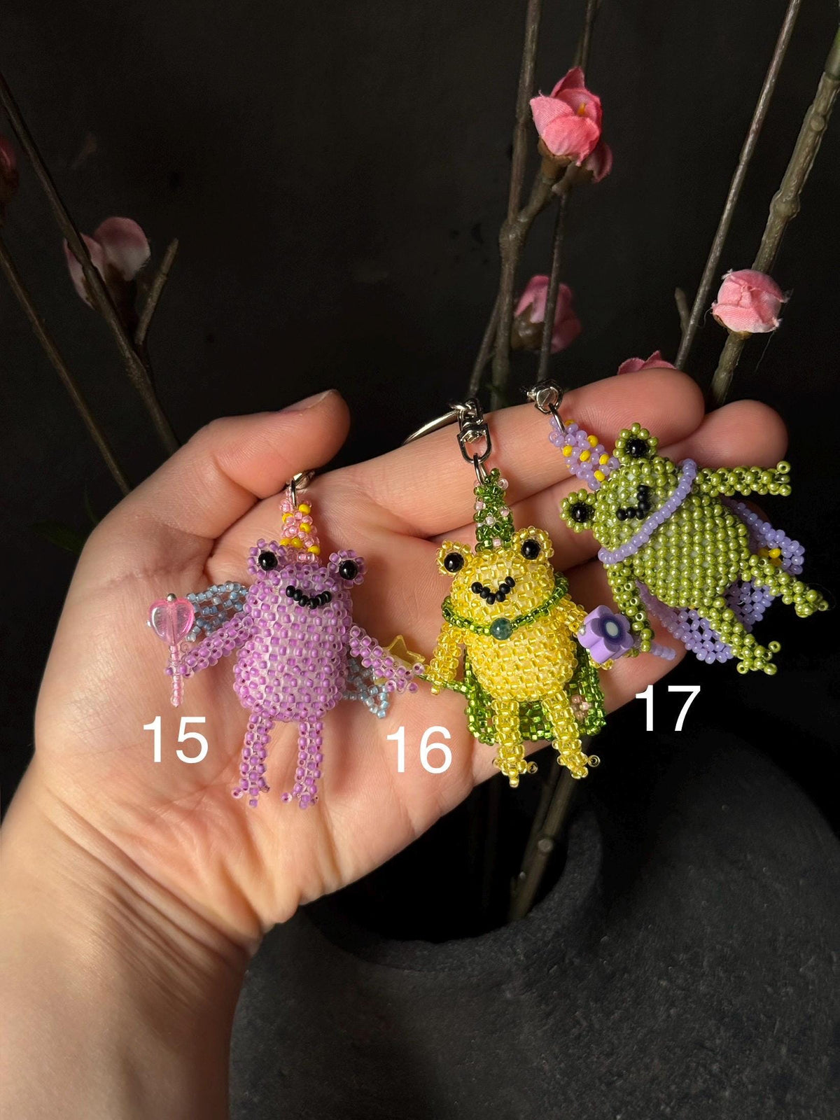 Handmade Beaded Frog Wizard Keychain, Cute Frog Charm, Frog Keyring, Gift for Frog Lovers