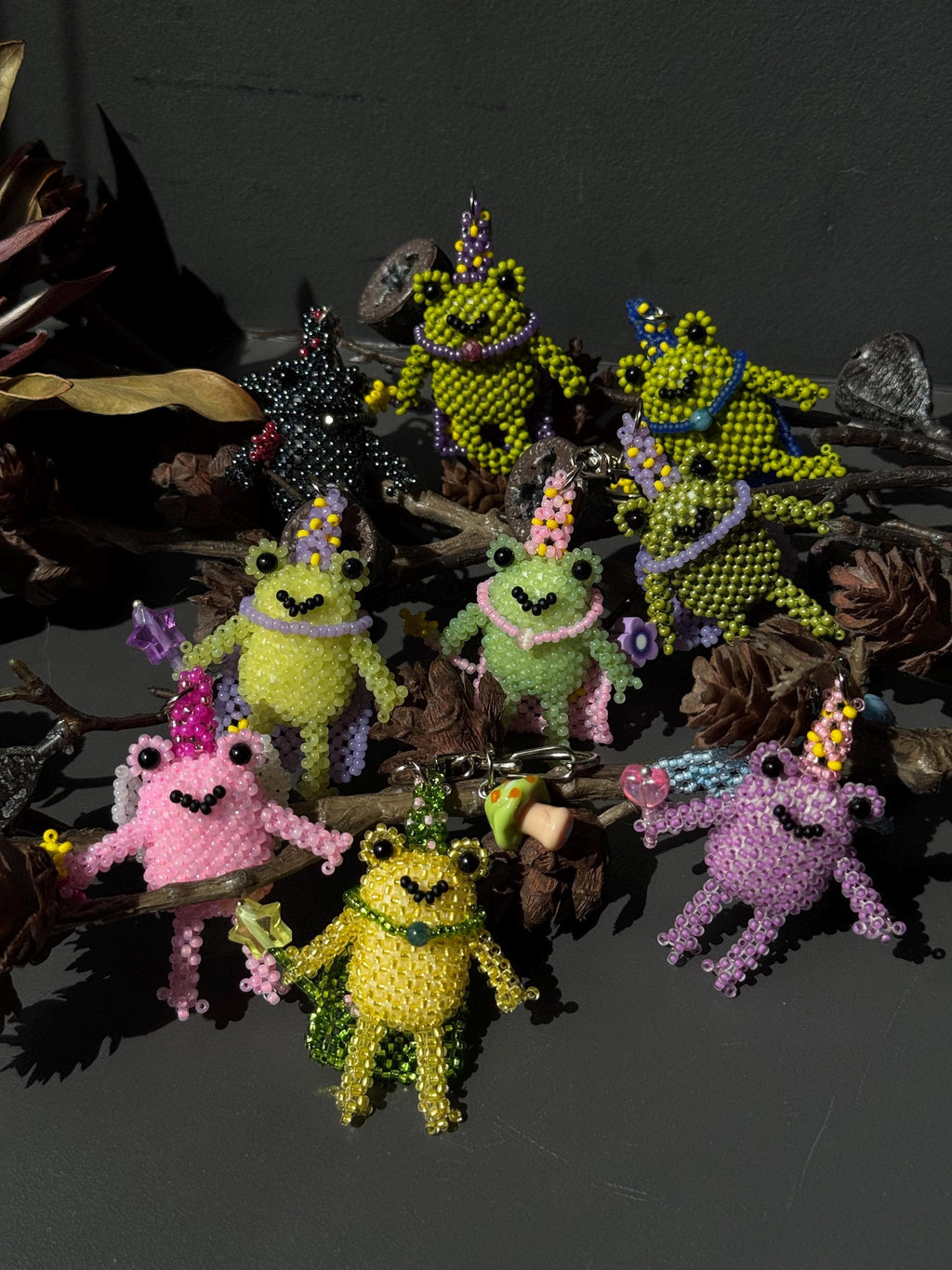 Handmade Beaded Frog Wizard Keychain, Cute Frog Charm, Frog Keyring, Gift for Frog Lovers
