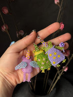 Handmade Beaded Frog Wizard Keychain, Cute Frog Charm, Frog Keyring, Gift for Frog Lovers
