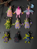 Handmade Beaded Frog Wizard Keychain, Cute Frog Charm, Frog Keyring, Gift for Frog Lovers