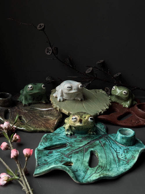 Ceramic Frog Incense Holder, Handmade Frog Decor, Palo Santo Holder, Frog Sculpture, Cottagecore Gift for Frog Lovers