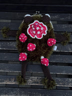 Forest Frog Bag — Goblincore Crochet Toad Purse with Mushrooms & Moss — Cottagecore Crossbody — Handmade Kaeru Frog Bag